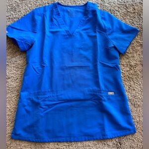 Figs Blue V-Neck Scrub Top
